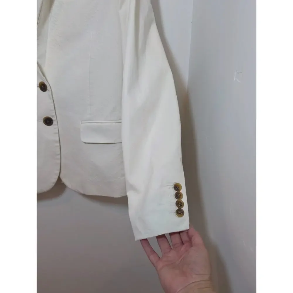 J. Crew Women's Blazer Size 4 Cream Career Suit Jacket Textured Work Office